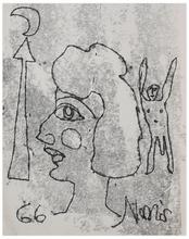 Sans titre (Femme de profil et homme debout bras levés), 1966