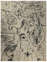 Sans titre (Deux hommes de profil et masques), vers 1960-65