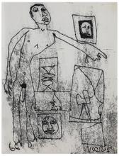 Sans titre (Homme nu debout, bras tendu), 1966