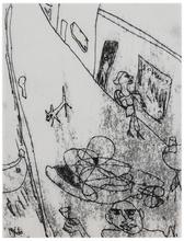 Sans titre (Femme et chien dans une rue), 1966