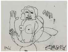 Sans titre (Femme nue à mi-corp, bras levés), 1966