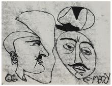 Sans titre (Deux visages d'homme, de profil et de face), 1966