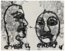 Sans titre (Buste de profil à droite et masque de face), 1966