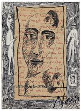 Sans titre (Deux figures debout, quatre masques), vers 1957
