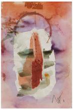 Sans titre (Masque sur fond orange), vers 1960