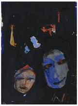 Because of the Increasing Night (Deux masques sur fond noir), vers 1965
