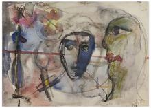 Sans titre (Masque bleu et blanc, visage de profil), vers 1960-65