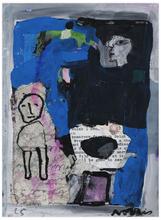 Sans titre (Composition bleu et noir, personnage et profil), 1965