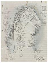 Sans titre (Visage de profil et calculs), 1970