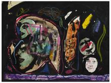 Sans titre (Composition noire avec visages), 1969