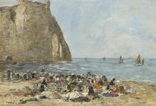 Lavandières sur la plage d'Etretat