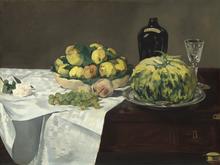 Nature morte au melon et aux pêches