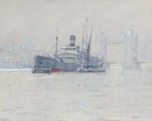 Cargo sous le pont de Londres, 1930