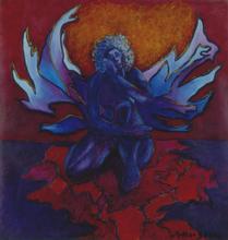 Ange sur fond rouge