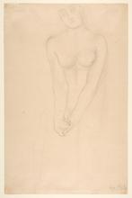 Femme nue debout, mains jointes
