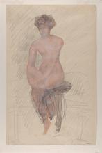Femme assise, de face.