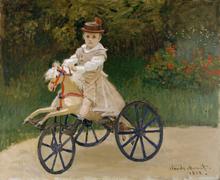 Jean Monet sur son cheval mécanique