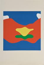 Pochoir, Nuages (vertical rouge sur bleu), 1978