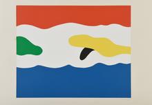 Pochoir Nuages (fond bleu blanc rouge), 1978
