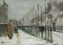 Route enneigée aux environs de Paris