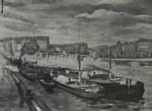 Péniches au bord de la Seine, Paris