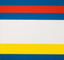 Toile à bandes (bleu, rouge, bleu), circa 1975