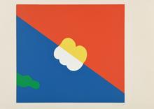 Pochoir, Nuages (blanc, coupé jaune), 1978