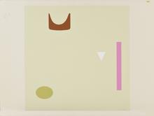 Pochoir sans titre (verticale rose, point blanc), 1973