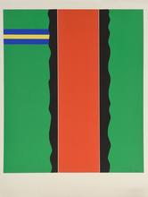 Pochoir sans titre (fond vert, verticale rouge)