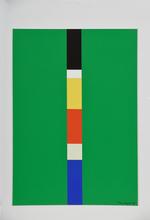 Maquette Suite Verticale (noir, blanc, jaune, fond vert), 1976
