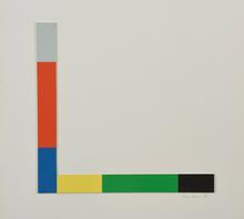 Maquette sans titre, tôle émaillée (gris, rouge, bleu), 1977