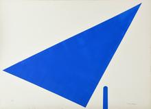 Pochoir (grand triangle bleu)