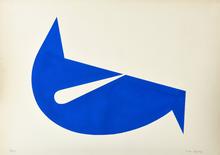 Pochoir sans titre à la composition bleue