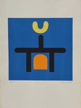Pochoir sans titre (forme noire surmontée d'une forme jaune)