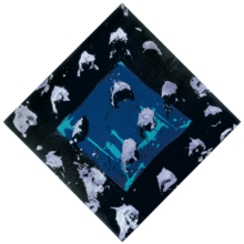 Carré bleu, coulée verte, taches mauves - 1980