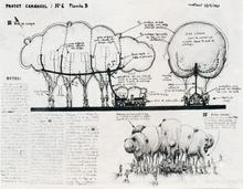 Projet de carnaval : N°6, Planche B (vue en coupe), sujet aérostatique - 1964
