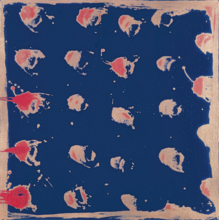 Sans titre, fond bleu, taches rouges - 1980
