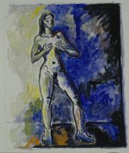 Nu féminin cachant sa poitrine