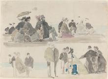 Hommes et femmes à la plage