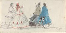 Quatre femmes en crinolines à Trouville