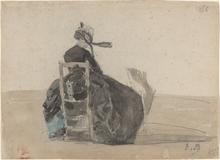 Femme assise en noir