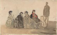 Quatre femmes assises à Trouville