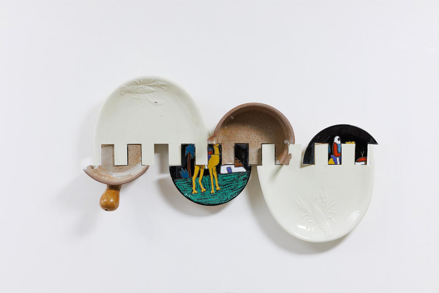 Javier Carro Temboury, Intercontainers (Desert Tales), 2025, Second-hand ceramics, industrial cut, 51 x 83 x 11 cm