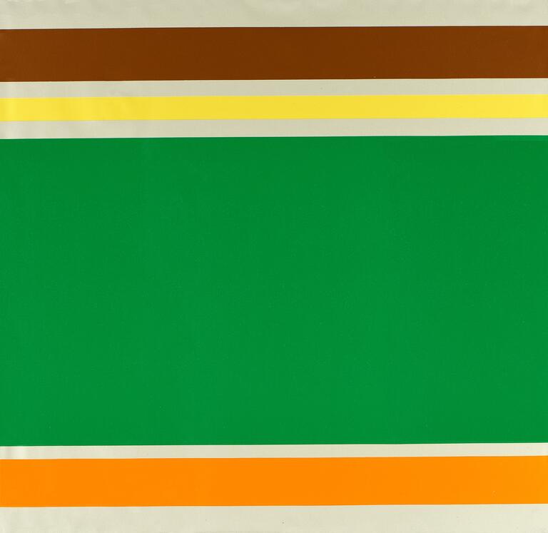 Jean Legros, Toile à bandes (crème, marron, jaune), 1974