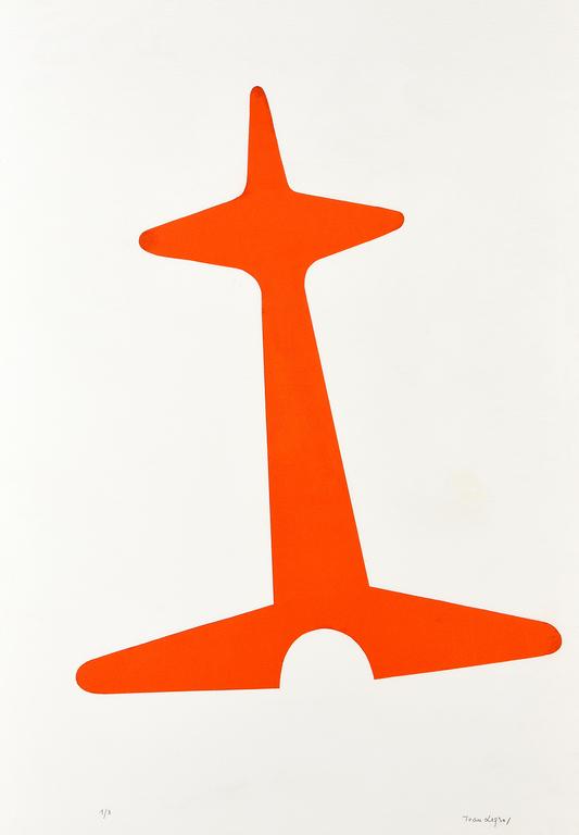 Jean Legros, pochoir, Signal orange, 1972