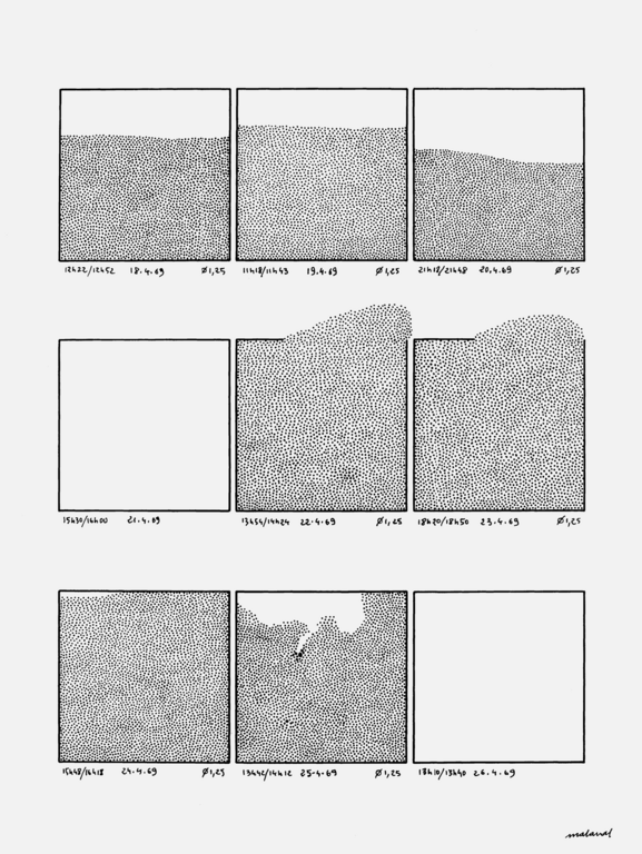 Catalogue raisonné, Robert Malaval, 100 demi-heures de dessin quotidien, planche 3 - 1969