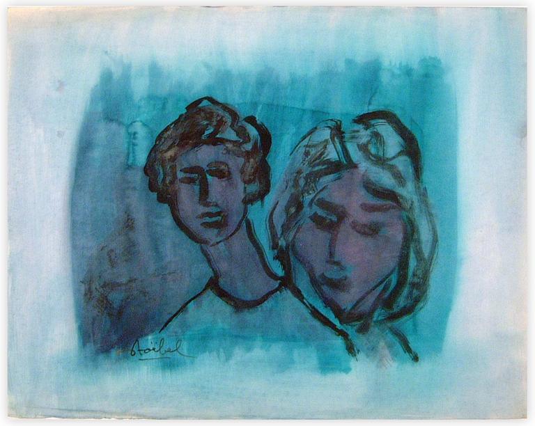 Catalogue raisonné, Edgar Stoëbel, lavis - "2 personnages" — 