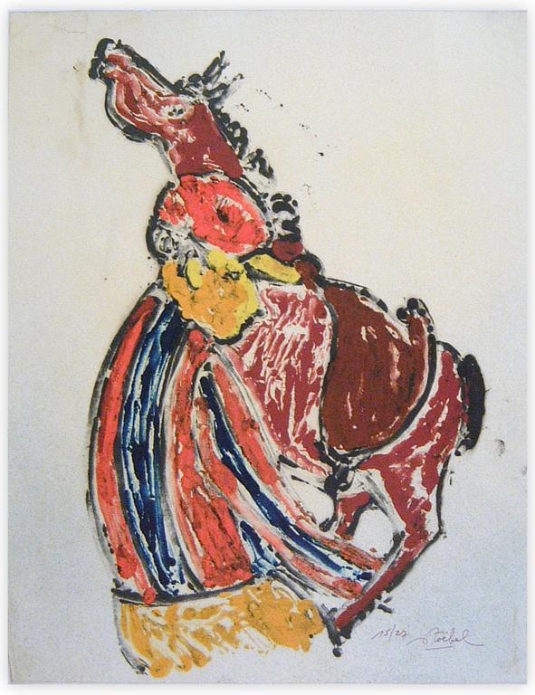 Catalogue raisonné, Edgar Stoëbel, litho 15/27 - "jockey et monture" - hippique — 
