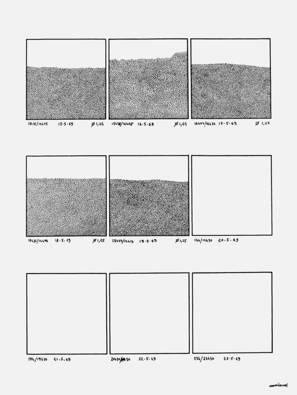 Catalogue raisonné, Robert Malaval, 100 demi-heures de dessin quotidien, planche 6 - 1969