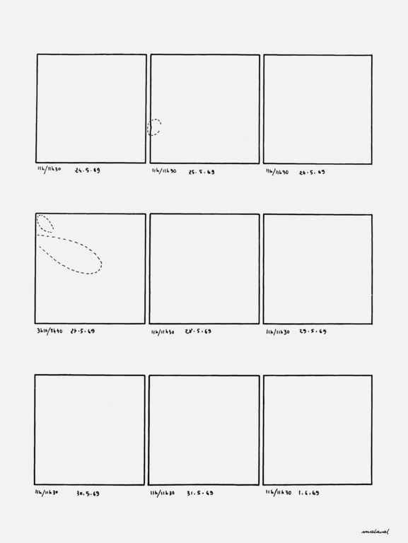 Catalogue raisonné, Robert Malaval, 100 demi-heures de dessin quotidien, planche 7 - 1969